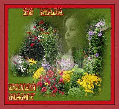 Dziewczynka na łące z kwiatami dla mamy